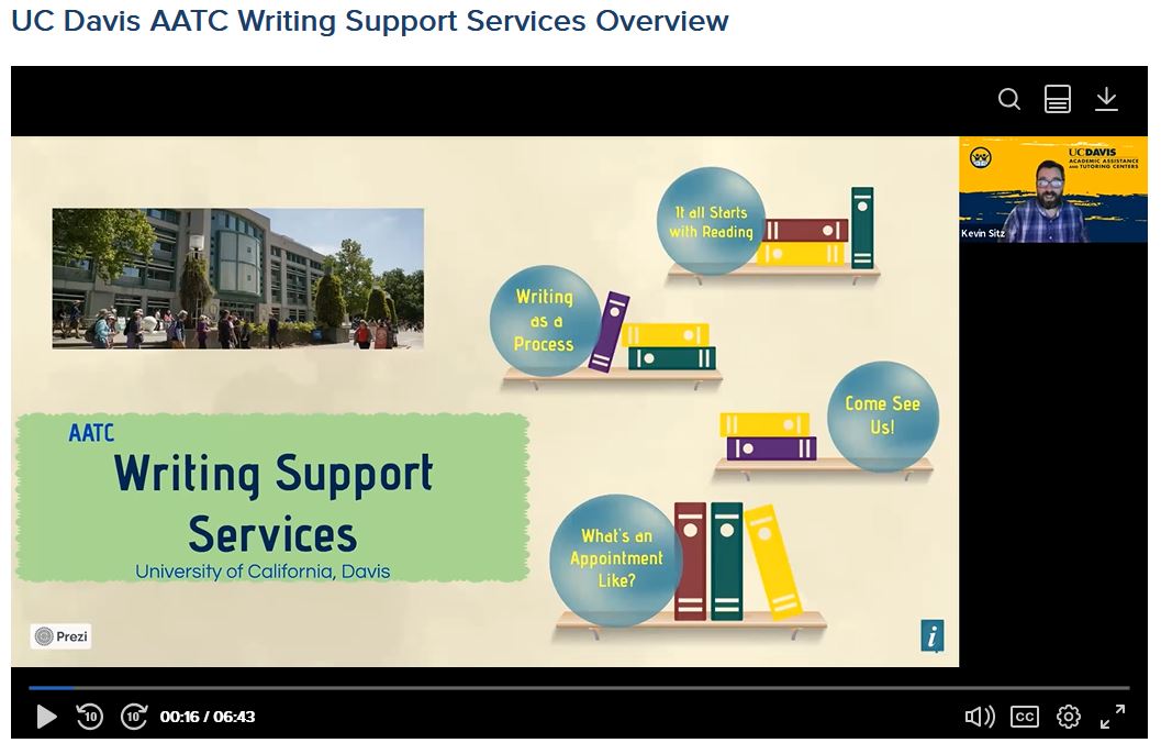 A screenshot of Writing Support Services video advertising services.