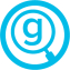 Aggie Grammar Guide navigational icon: magnifying glass with a g