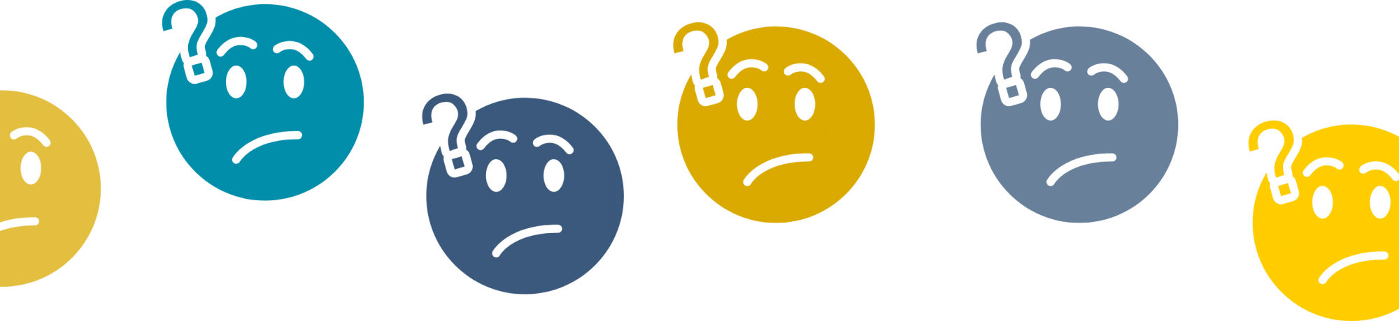 a line of face icons with question marks on their heads